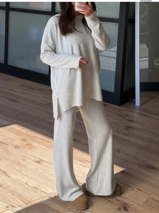 Shop Talulah Always Cozy Ribbed set - Oat - Picture 2 of 5